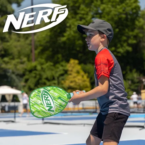 Vista 9 de NERF 2 Player Pickleball Paddle Set - Youth Pickleball Equipment Set - (2) Wooden Paddles with Foam Grips + (2) Outdoor Balls for Kids - Carry Bag