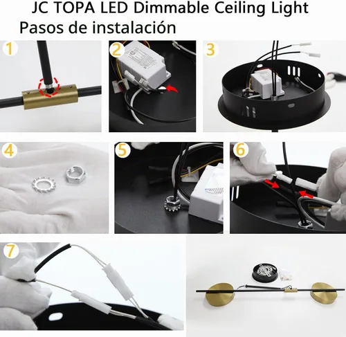 Vista 6 de Lámpara de techo moderna, 15 W, 2 luces, regulables, LED, luces de techo semiempotradas para comedor, cocina, sala de estar, dormitorio, oficina
