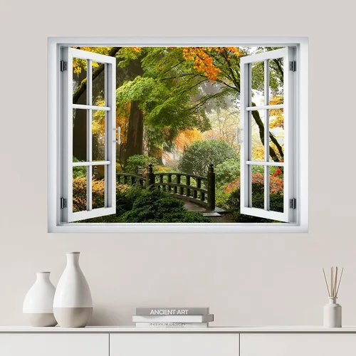 Vista 29 de SIGNWIN Adhesivo de pared removible/Mural de pared Vista de ventana Cordillera nublada Bosque Naturaleza Vida silvestre Fotografía Realismo Paisaje
