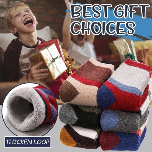 Vista 5 de EBMORE - Calcetines de lana merino para niños para niños pequeños, niños y niñas, térmicos, cálidos, gruesos, para senderismo, invierno, calcetines