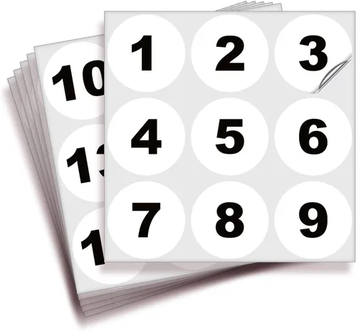 Vista 25 de iSYFIX Calcomanías negras de números consecutivos – 1 a 50, 1 pulgada, 1 juego – Vinilo autoadhesivo de alta calidad ideal para inventario