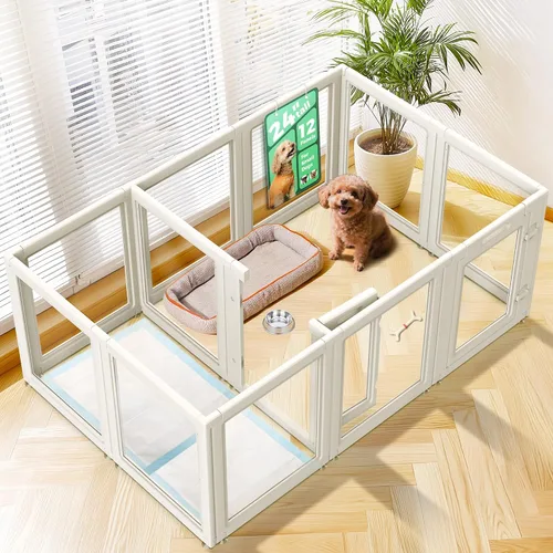 Vista 44 de FXW AuraSpace - Cerca acrílica para perros pequeños, para interiores, 24 pulgadas, 2 paneles, incluye 1 puerta y 1 panel, color negro