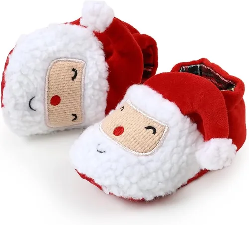Vista 5 de Ohwawadi - Calcetines de forro polar para bebé o niña, suaves y calientes, botas o zapatos para bebés recién nacidos, con estilos de dibujos