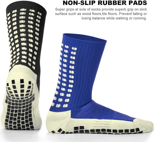 Vista 5 de 2 pares de calcetines deportivos antideslizantes para fútbol baloncesto hockeyfutbol yoga con agarres para adultos tallas de zapatos 6-115 2 pares
