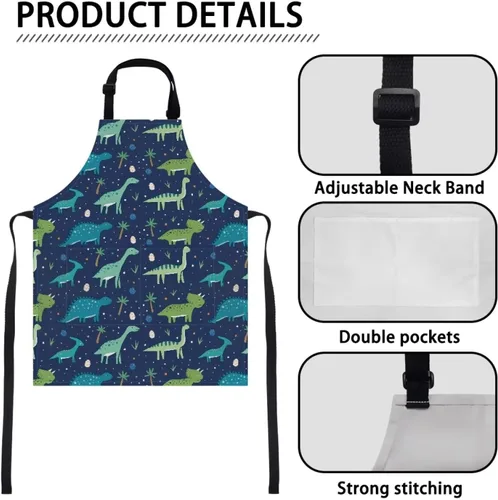 Vista 5 de Cozeyat Delantales de cocina para niños y niñas, delantales de pintura con bolsillos, delantales ligeros con correa ajustable