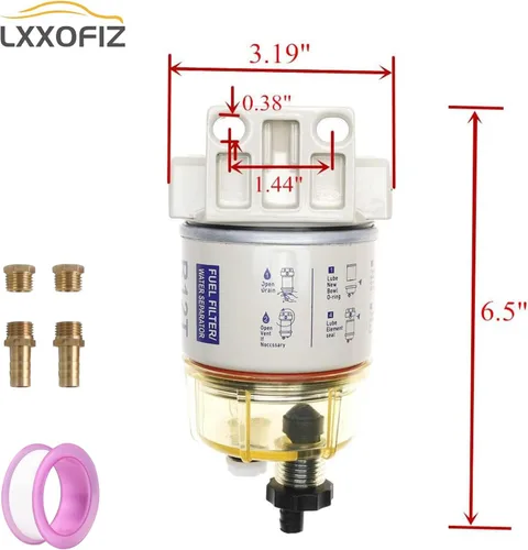 Vista 6 de Kit completo de separador de agua con filtro de combustible marino para fueraborda R12T con NPT ZG1/4-19 reemplaza a Racor S3240 120AT R12T