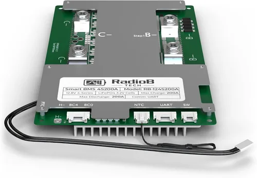 Vista 5 de Smart BMS 4S 12V Lifepo4 - Placa de protección de PCB para gestión de baterías de litio con cables de equilibrio y Bluetooth inalámbrico, soporta 4