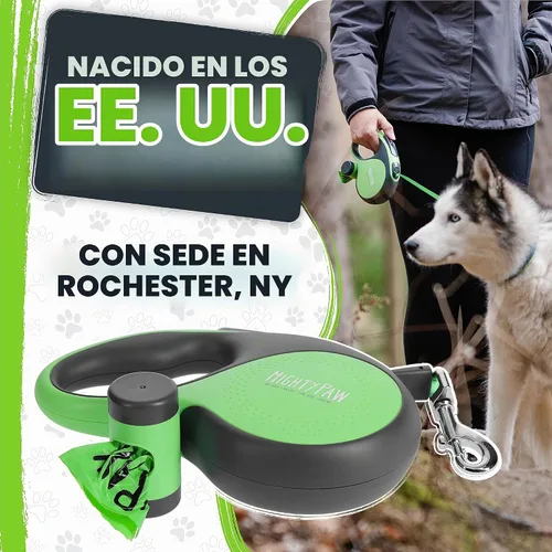 Vista 9 de Correa retráctil Mighty Paw con soporte incorporado para bolsas de excremento Correa retráctil para perros de 16' de largo para perros pequeños