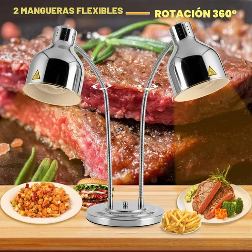 Vista 3 de Lámpara de calor de alimentos de doble cabeza 500W w/3 bombillas