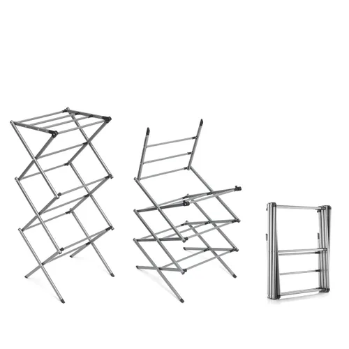 Vista 12 de Tendedero Metálico Plegable y Extensible con 3 Alturas Cloxy InnovaGoods 11 barras