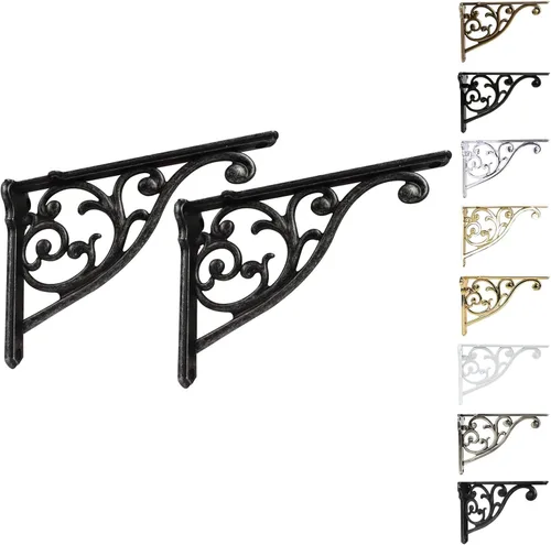 Vista 82 de Soportes de estante de 4 pulgadas, paquete de 4 soportes de pared de latón antiguo de alta resistencia, estantes decorativos de cocina victoriana