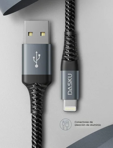 Vista 7 de Cable Lightning de 3 pies, 3 unidades [certificado Apple MFi], cable de carga de nailon trenzado para iPhone, cable de carga resistente compatible