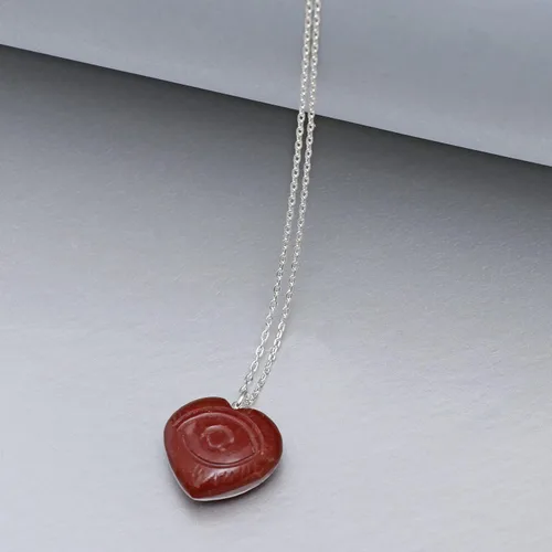 Vista 5 de Collar en forma de corazón, collar de mal de ojo, collar con colgante de corazón, ligero, uso diario, cadena ajustable de plata 925 de 16 + 2