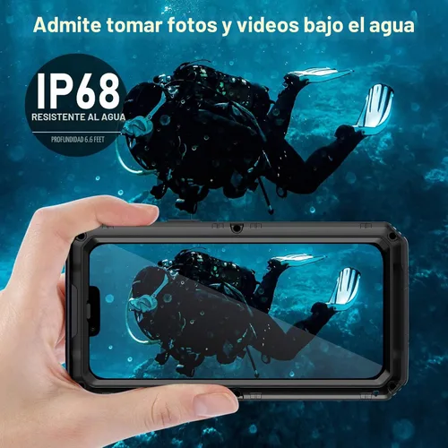 Vista 3 de Beasyjoy Funda impermeable para iPhone 13, funda de metal con protector de pantalla integrado, resistente protección de cuerpo completo, grado