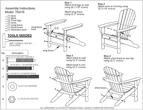 Vista 5 de Trex Outdoor Furniture silla plegable modelo Cape Cod Adirondack, piedra ( Stepping Stone)