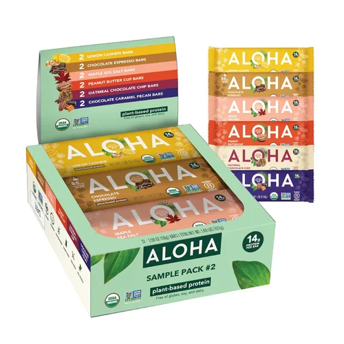 Vista 18 de ALOHA Barras de Proteína Orgánicas a Base de Plantas - Paquete de Variedad de 6 Sabores - 12 Unidades, Barras de 1.9oz - Aperitivos Veganos, Bajo