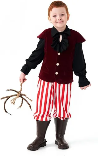 Vista 5 de GRAJTCIN Pantalones de tobillo medievales para niños, disfraz de pirata vikingo renacentista, para Halloween, cosplay, pantalones góticos