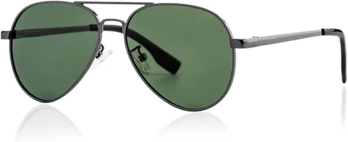 Vista 12 de Gleyemor Gafas de sol polarizadas de aviador para cara pequeña y estrecha 01 Negro / Gris