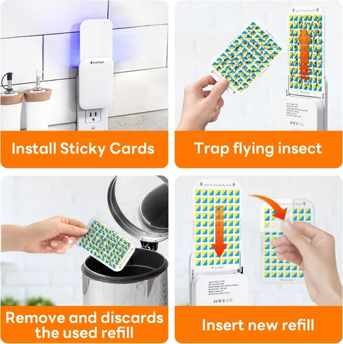 Vista 6 de Mosalogic - Trampas para Moscas de la Fruta para Interiores, Trampa de Mosquitos para la Casa, Área de Protección de 600 Pies Cuadrados, Trampa