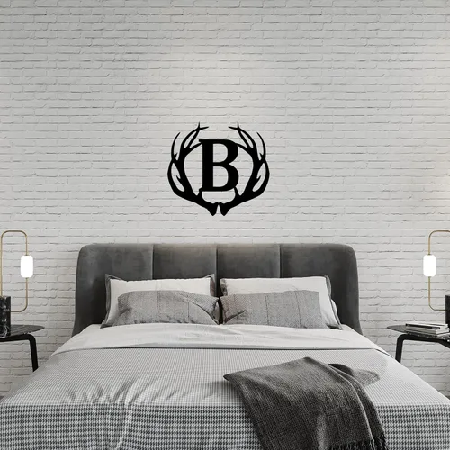 Vista 5 de Letrero de Metal ACM Personalizado con Decoraciones de Cuernos de Ciervo para Decoración Rústica de Pared del Hogar, Letrero Personalizable