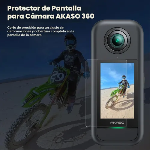 Vista 2 de AKASO Protector de pantalla para cámara 360 (2 unidades), cubierta protectora de pantalla LCD de vidrio templado, ultra HD, dureza 9H, resistente a