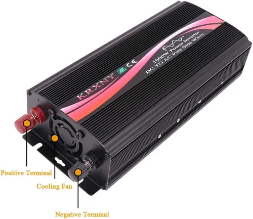 Vista 3 de Convertidor de inversor de corriente de coche de onda sinusoidal pura de 1000 vatios 12 V CC a 110 V 120 V CA 60 Hz con pantalla LED