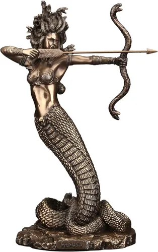 Vista 7 de Veronese Design 6 1/8 pulgadas Furioso Medusa Shooting Flecha Resina Escultura Bronce Final