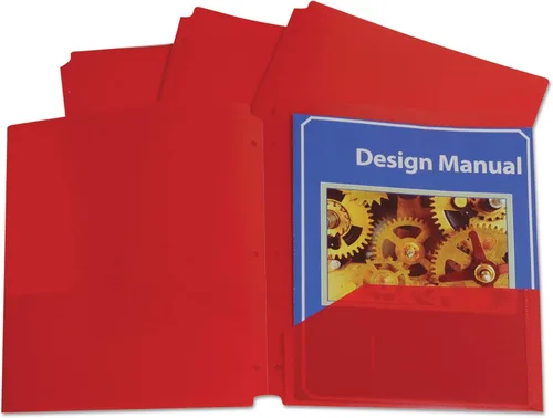 Vista 6 de Carpeta C-Line Poly Portfolio con dos bolsillos, resistente, con tres agujeros perforados, azul, caja de 25 carpetas (32935), Variados