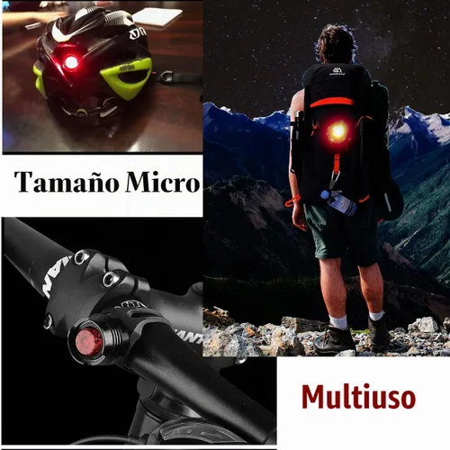 Vista 5 de 2 luces traseras para bicicleta, mini luces LED con correa, visibilidad de 180 grados, seguridad en todos los lados
