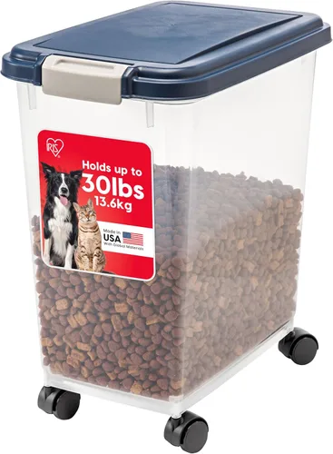 Vista 12 de IRIS USA Contenedor hermético de almacenamiento de alimentos para perros, hasta 40 libras, ruedas acoplables, para almacenamiento de alimentos