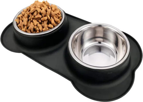 Vista 14 de AsFrost Tazones de comida para perros, cuencos de acero inoxidable para perros, juego de cuencos para agua y alimentos con alfombrilla de silicona