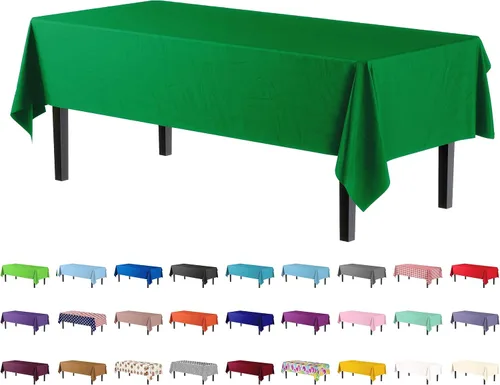 Vista 63 de Exquisito mantel desechable de plástico aguamarina, paquete de 6 manteles rectangulares de 54 x 108 pulgadas para mesas de 6 pies, mantel