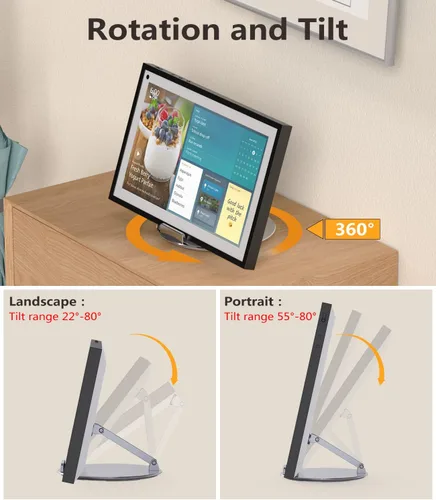 Vista 2 de Soporte compatible con Echo Show 15/21, base giratoria de 360°