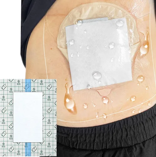 Vista 14 de Funda de ducha de ostomía impermeable de 6 x 6 pulgadas (paquete de 25), bolsa de ostomía, protector de ducha, protector de ducha de estomía