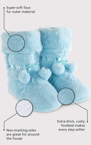 Vista 4 de PajamaGram - Zapatillas para mujer con forro polar, pantuflas abotinadas