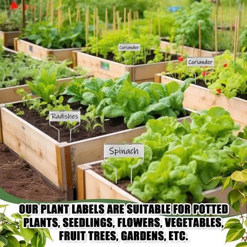 Vista 7 de Moxweyeni 60 etiquetas de metal para jardín, etiquetas impermeables para plantas con 2 bolígrafos permanentes, etiquetas reutilizables para plantas