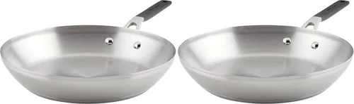 Vista 12 de KitchenAid - Sartén de inducción de acero inoxidable, 12 pulgadas Fácil limpieza, utensilios de cocina de acero inoxidable cepillado, apto