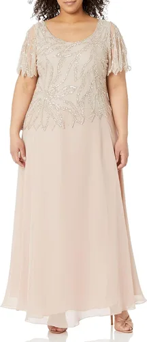 Vista 6 de J Kara Vestido largo de manga corta con cuentas de talla grande para mujer Azul marino/Mercurio