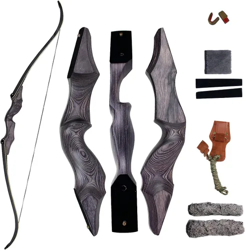 Vista 9 de Topbows - Arco recurvo Takedown de 58 pulgadas, extremidades de bambú, tiro con arco para diestros e zurdos, para caza, tiro al blanco de 25 a 65