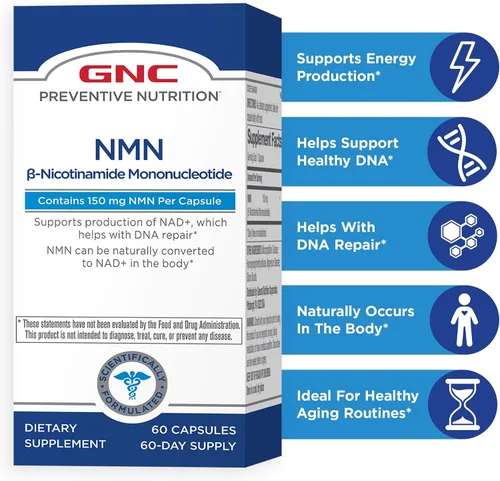 Vista 7 de GNC Nutrición preventiva NMN, 150 mg, suplemento potenciador NAD+ para energía celular y reparación del ADN, apoyo antienvejecimiento, 60 cápsulas