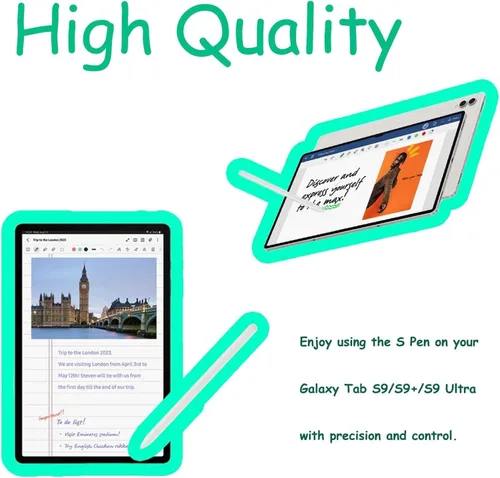 Vista 2 de Tab S9 - Lápiz capacitivo de repuesto compatible con Samsung Galaxy Tab S9, S9 Plus, S9 Ultra S Pen, Tab S9+, Tab S9 Ultra, todas las versiones Beige