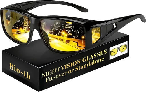 Vista 10 de Gafas de conducción de visión nocturna para hombres y mujeres, ajuste A01 Negro Claro