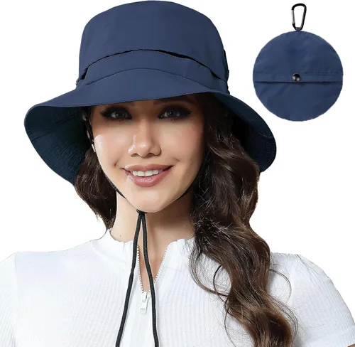 Vista 14 de Sombrero de pescador impermeable plegable para mujer, sombrero de sol con protección UV para hombre