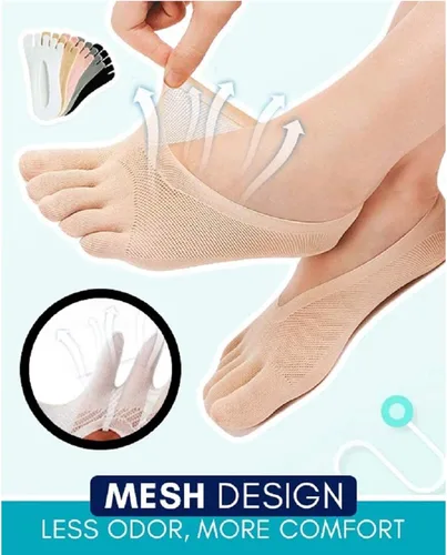 Vista 2 de Calcetines ortopédicos de compresión para dedos calcetines de dedo para mujer calcetines de cinco dedos completos de corte bajo