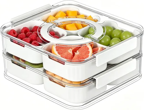 Vista 9 de Bandeja para servir hielo de frutas, bandeja de verduras refrigeradas, plato de cóctel de camarones, plato para servir aperitivos para fiestas