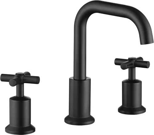 Vista 11 de Grifo de baño generalizado de dos manijas, grifos de baño para fregadero de 3 agujeros con drenaje emergente push up, 2 manijas, grifo de fregadero