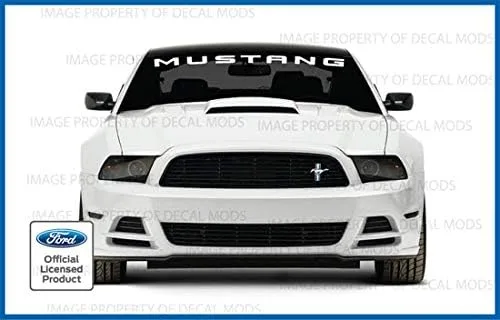 Vista 3 de Bandera de parabrisas delantero compatible con Ford Mustang (2010-2014) calcomanía gráfica V6 - M (rojo oscuro) - CDR