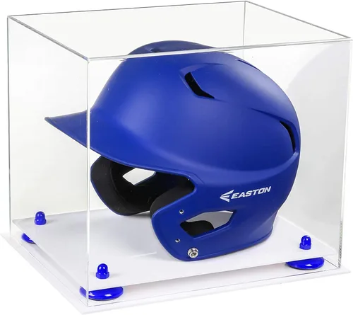 Vista 33 de Better Display Cases Vitrina acrílica para casco de bateo de béisbol con espejo, elevadores rosados, montaje en pared y base de espejo (V22/A012)