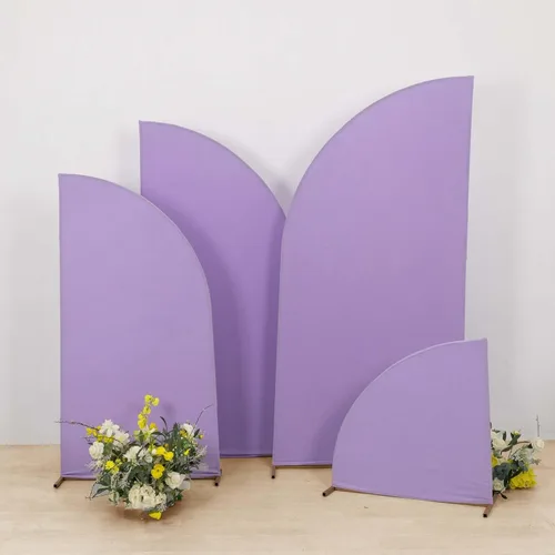 Vista 66 de Efavormart - Juego de 4 fundas de elastano beige para arco de media luna, fundas de telón de fondo Chiara de 2.5 pies a 7 pies para escenarios