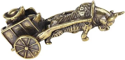 Vista 8 de Garneck Estatua de Feng Shui, figura de lingote de buey de riqueza, figura de animal del zodiaco chino, figura coleccionable para automóvil, hogar